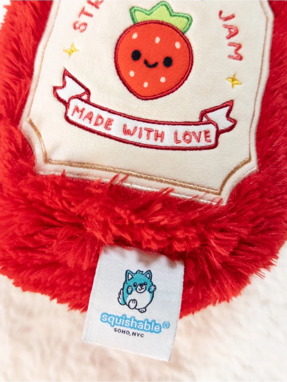 Squishable Strawberry Jam Jar Plushie 10” - “Made with Love”